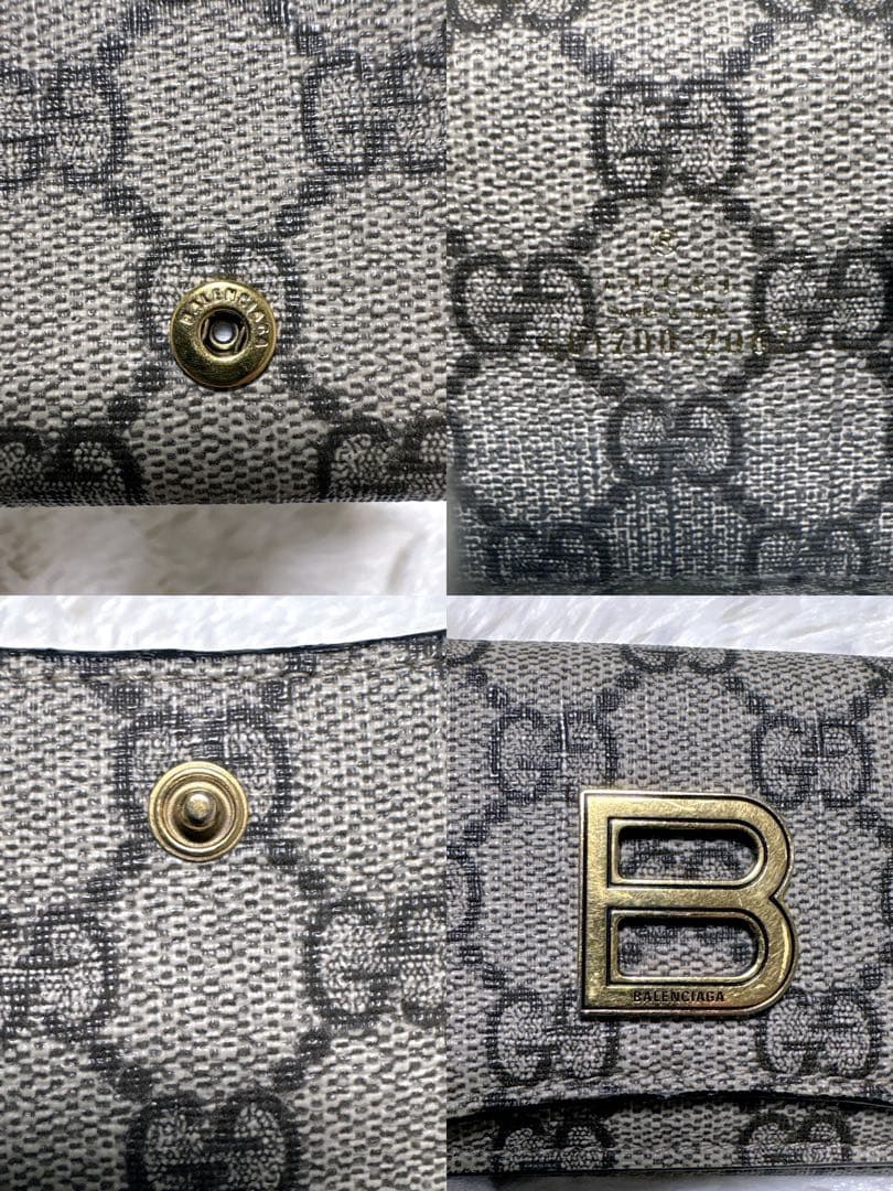 希少✩グッチ バレンシアガ コラボ 三つ折り財 GG柄 PVC 金具 スプリーム