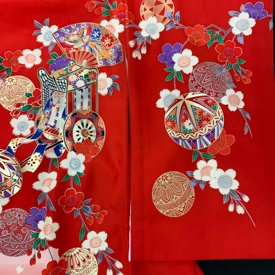 新品（純古典仕様）お宮参り 産着 祝着のきもの　京友禅染　四季花車王朝毬古典文