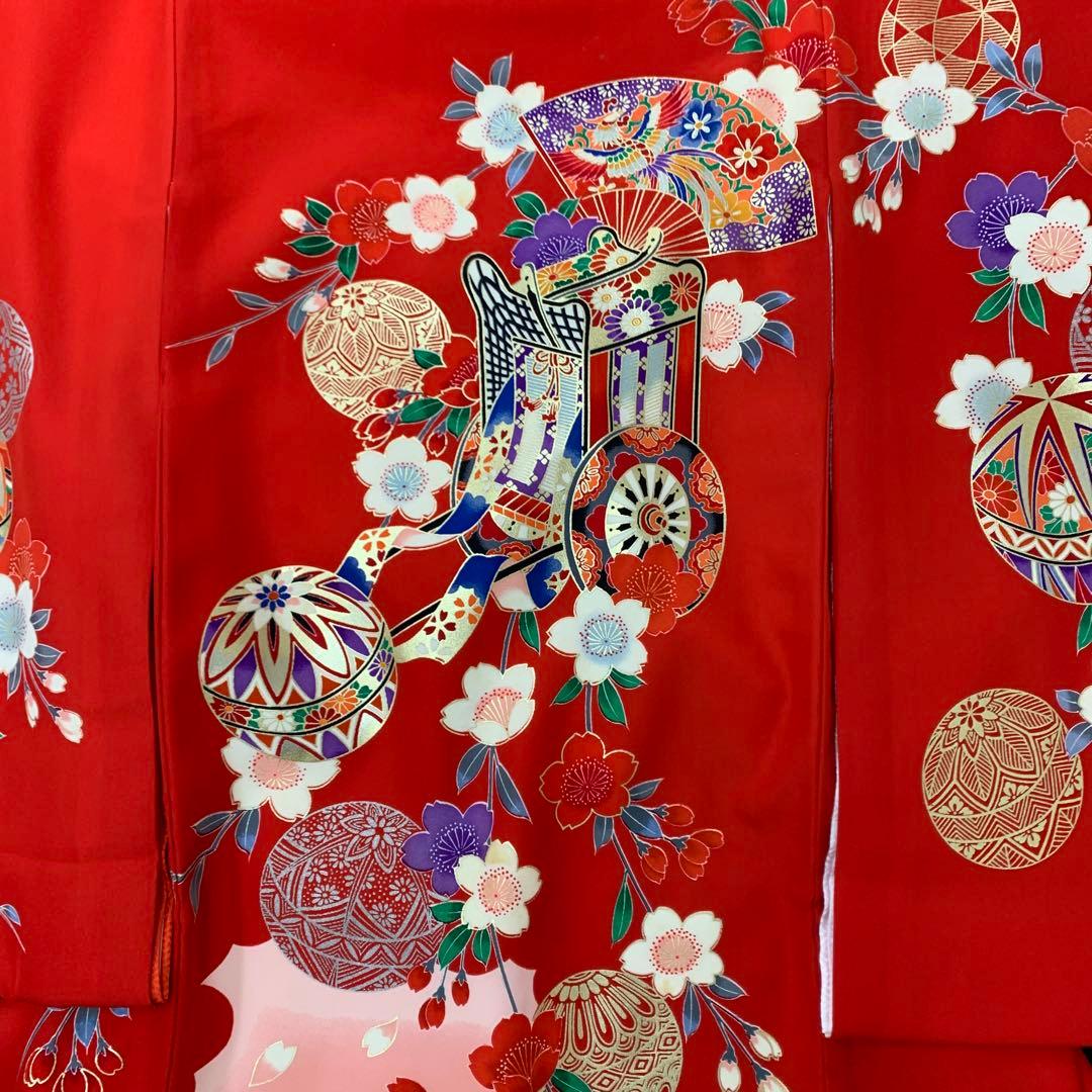 新品（純古典仕様）お宮参り 産着 祝着のきもの　京友禅染　四季花車王朝毬古典文