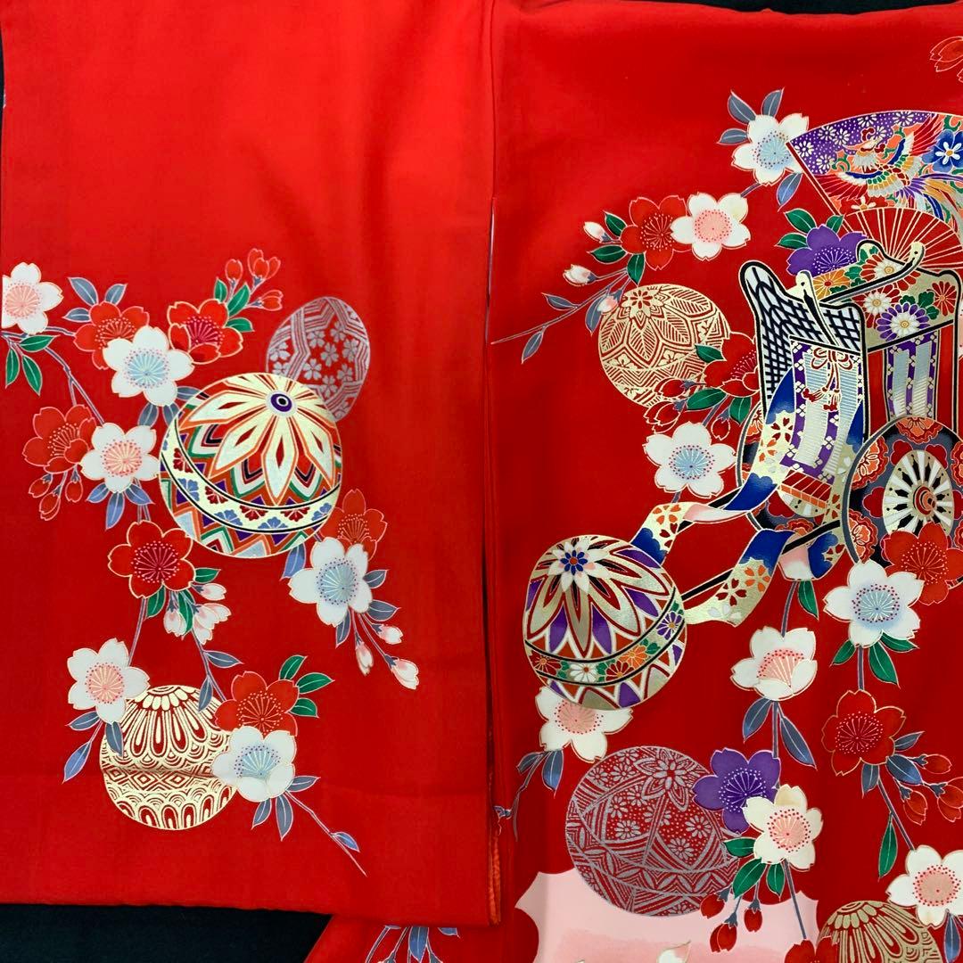 新品（純古典仕様）お宮参り 産着 祝着のきもの　京友禅染　四季花車王朝毬古典文