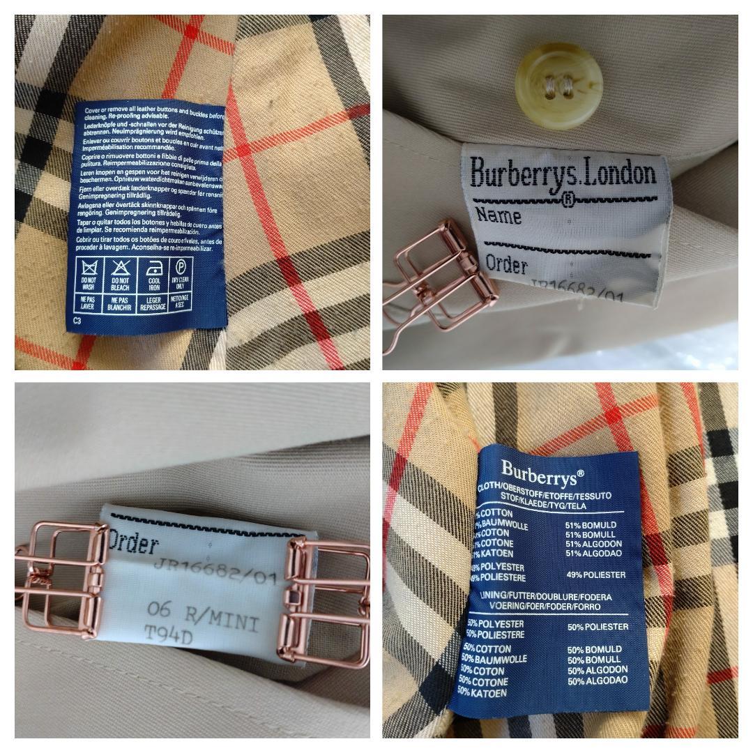 バーバリー 英国製 ステンカラーコート　コットンギャバジン　ノバチェック　6