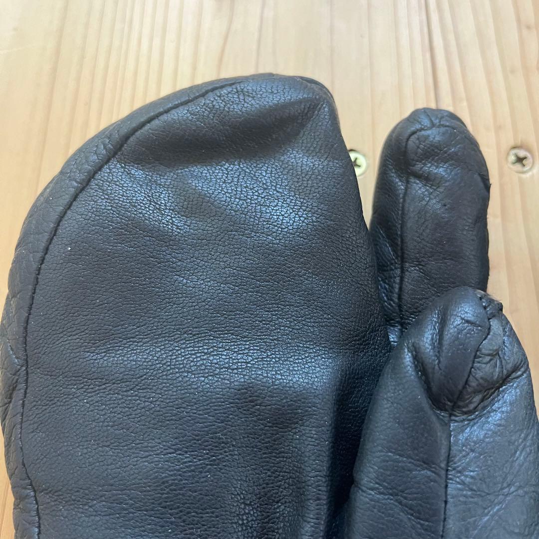 ヘストラ　スリーフィンガー　レザー ミトン　グローブ　ブラック　サイズ7