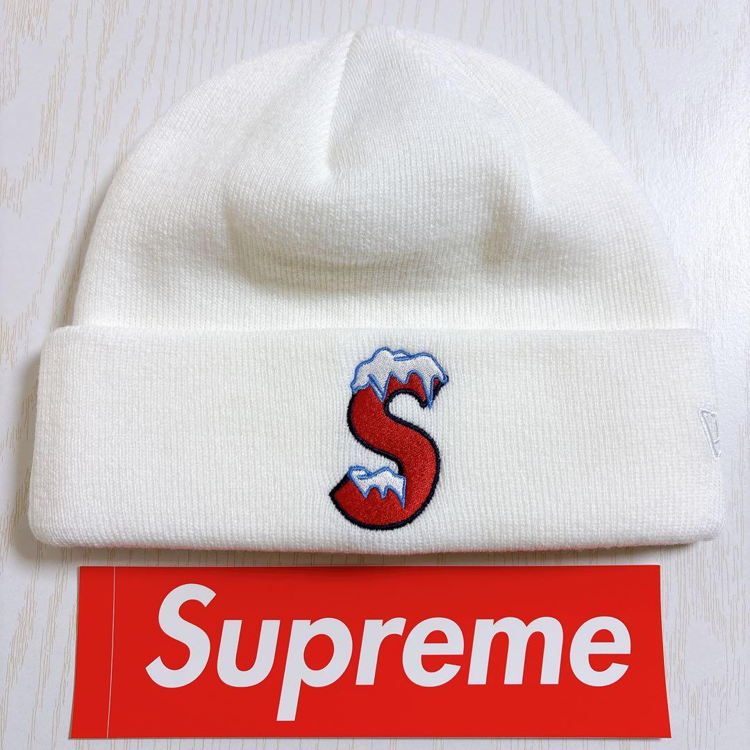 Supreme NEW ERA ニット帽　ビーニー　Sロゴ ホワイト　白　雪
