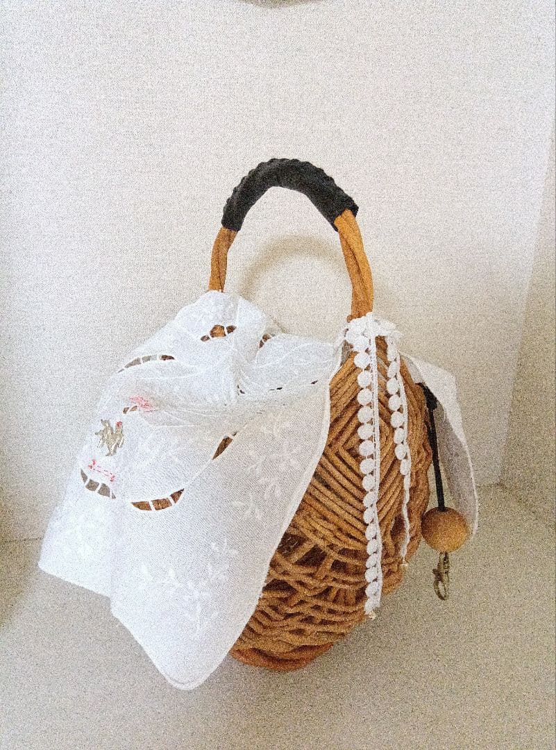 新品タグ付き堀川波さんdot to dotアンティークレース付きカゴバッグ