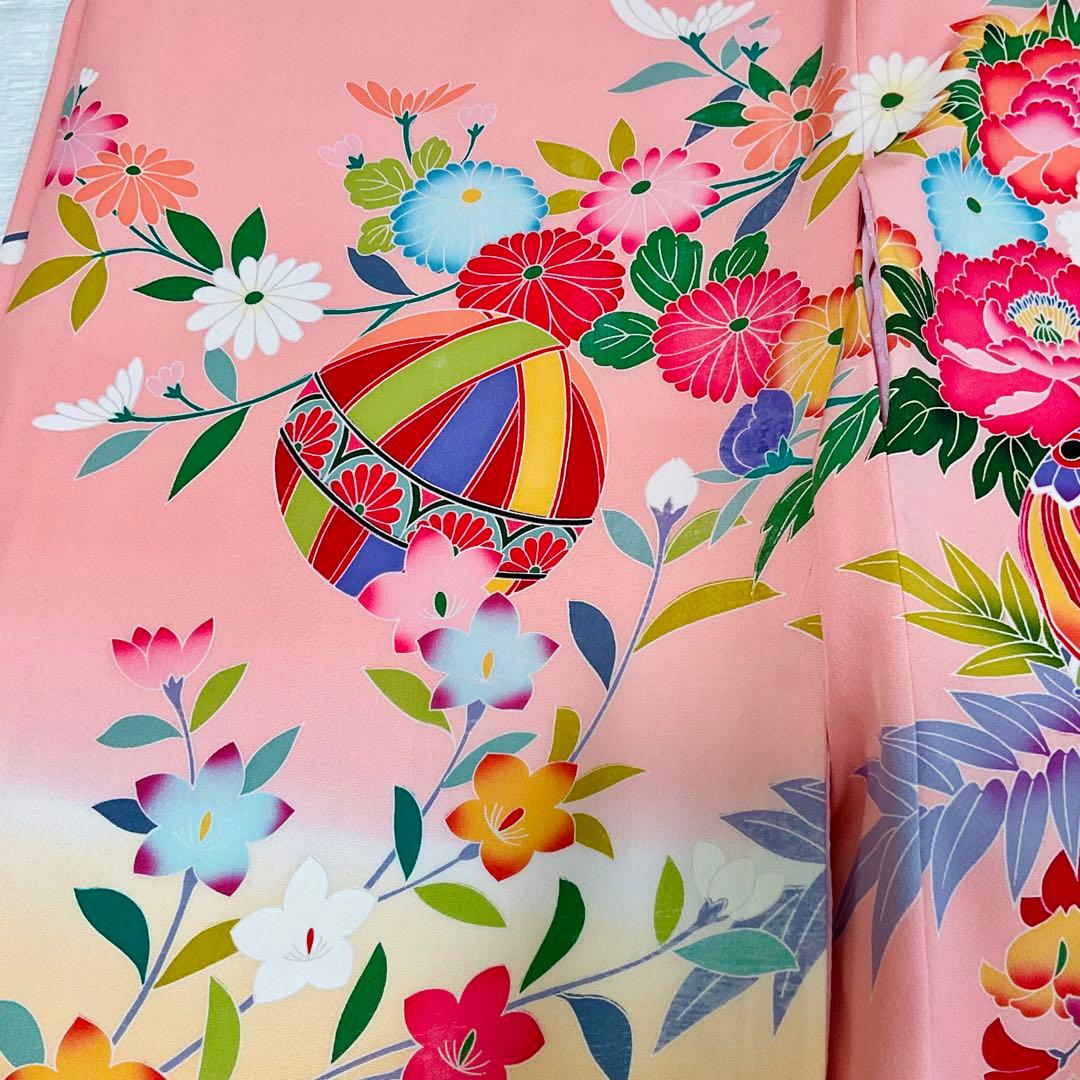 熨斗目　女児お宮参り着物　掛け着 京友禅　ピンク系　正絹　日本製