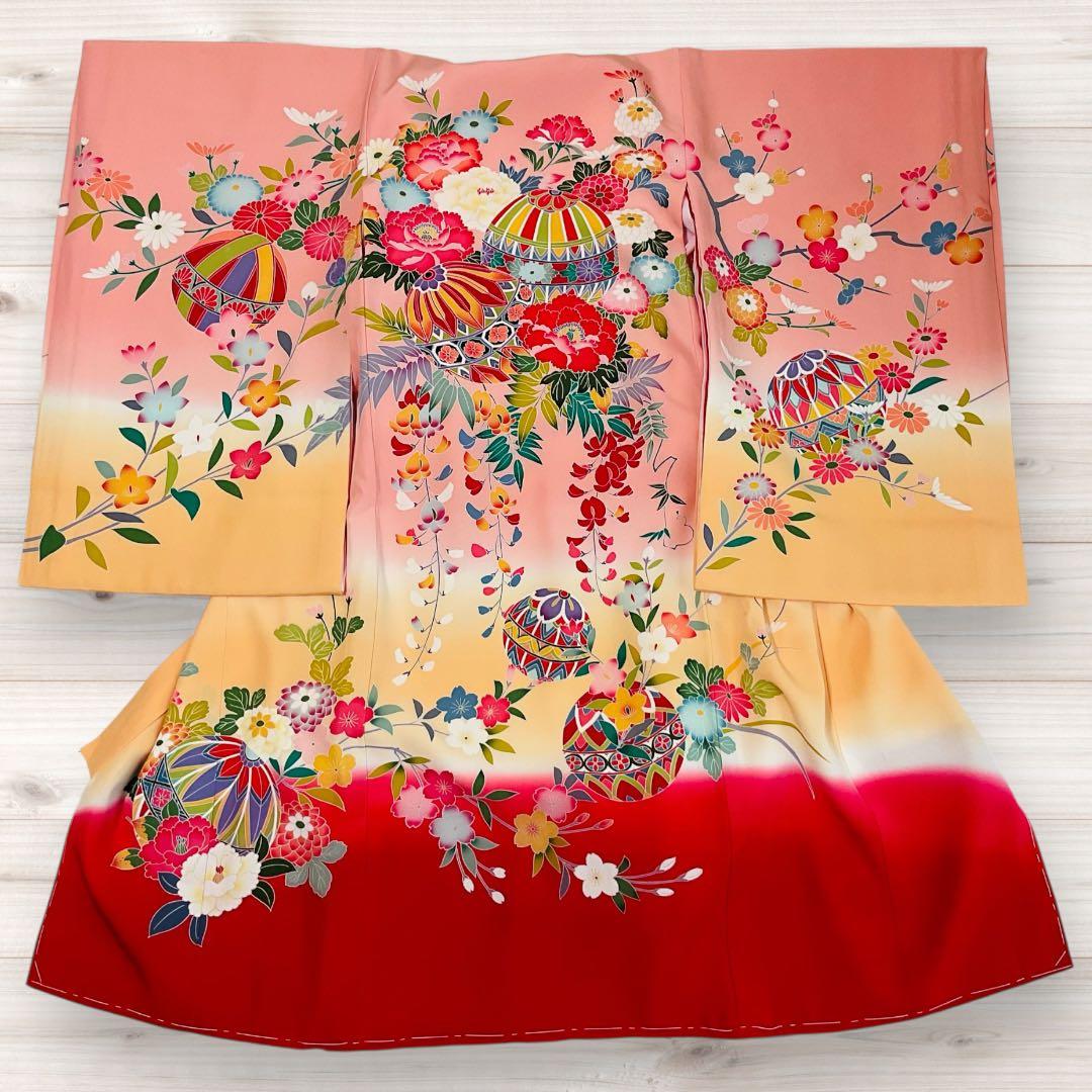 熨斗目　女児お宮参り着物　掛け着 京友禅　ピンク系　正絹　日本製