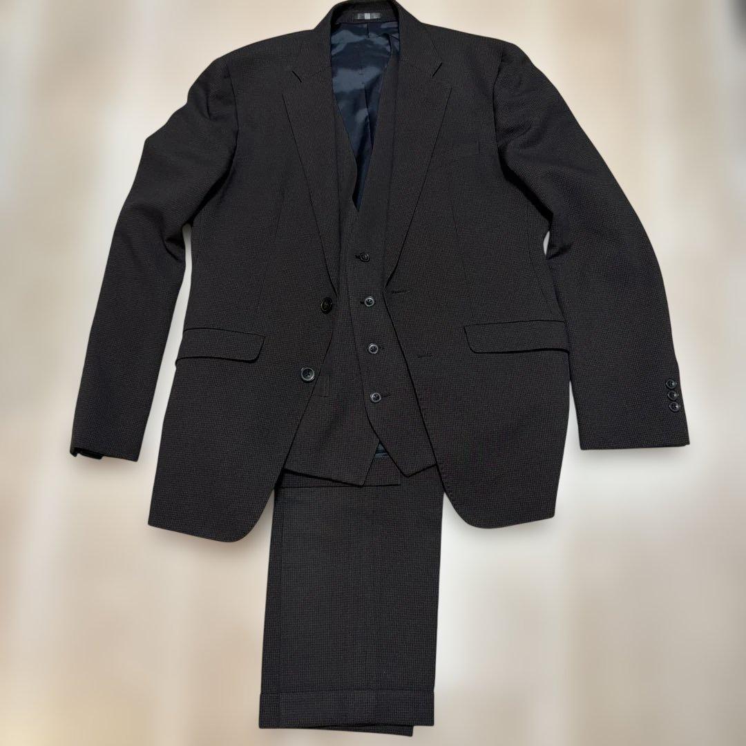 スーツセレクトブラウンスーツスリーピース 身長170 胸囲92ウエスト80 A5