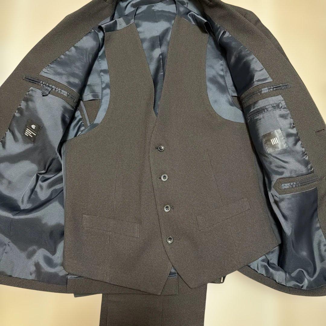 スーツセレクトブラウンスーツスリーピース 身長170 胸囲92ウエスト80 A5