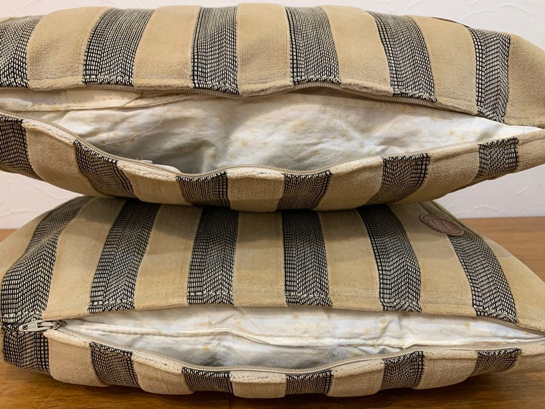 N0722-07★FENDI フェンディ ストライプ柄クッション 2個セット