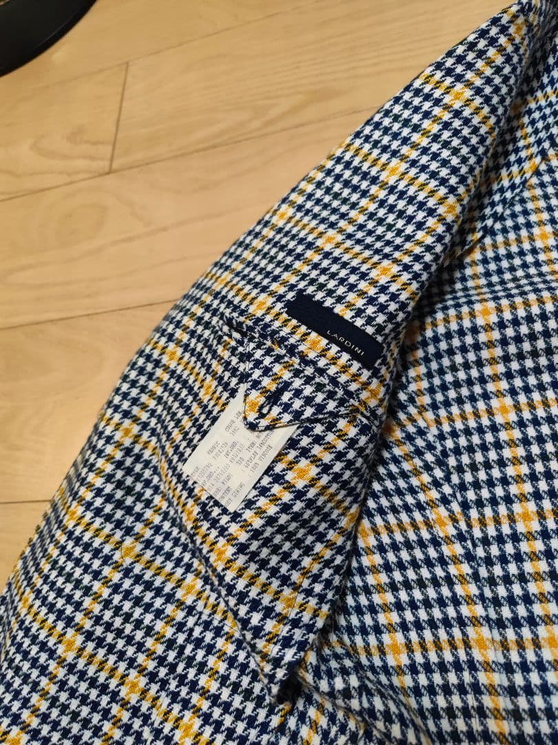 LARDINI　ラルディーニ リネンコットン チェックジャケット48