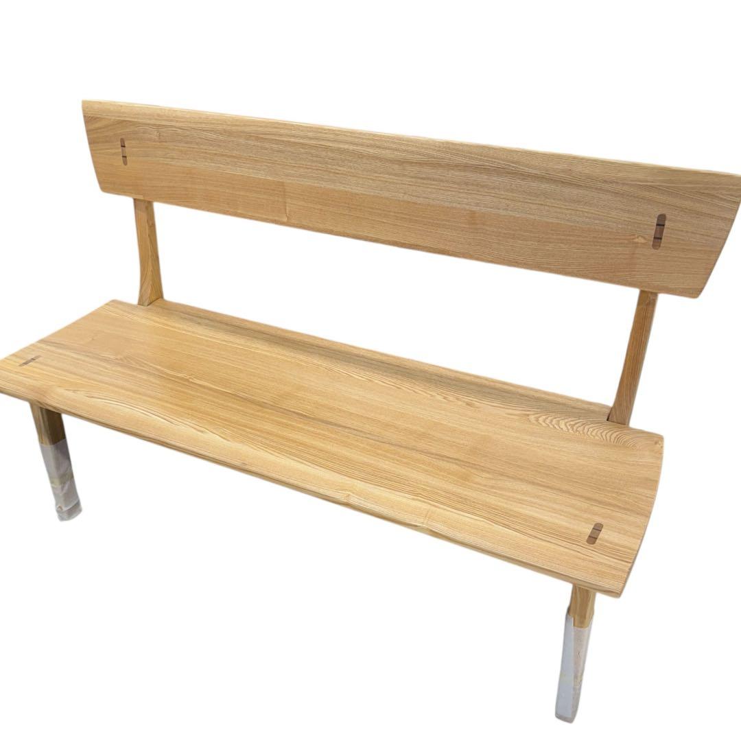 未使用品 北欧無垢材 背付きベンチ LDB‑1350 NA ダイニングチェア