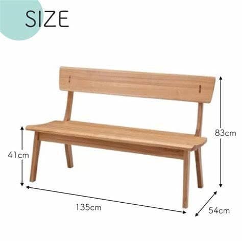 未使用品 北欧無垢材 背付きベンチ LDB‑1350 NA ダイニングチェア