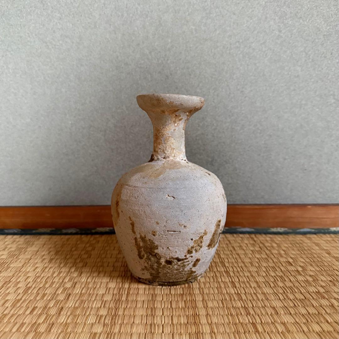 古瀬戸 初期水瓶 水差 水滴 鎌倉時代 花瓶 猿投 古常滑 古美術 骨董 無傷