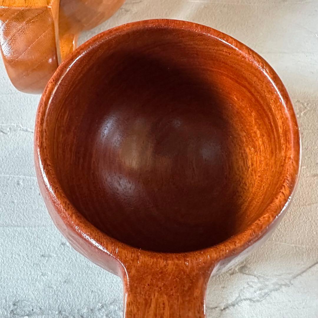 【美品】良岳氏作 木製コーヒーカップ けやき・花梨（2脚セット）