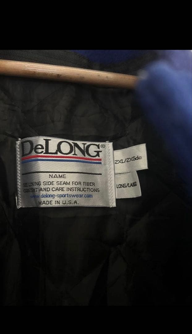 DeLONG スタジャン 青と黄色 Thompson刺繍