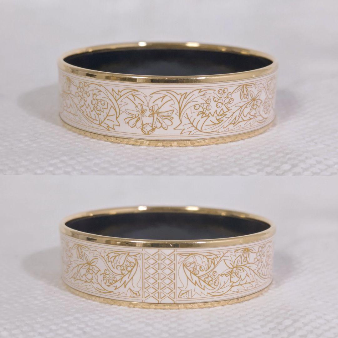 エルメスHERMESエマイユGM七宝焼バングルブレスレット白ホワイト金ゴールド