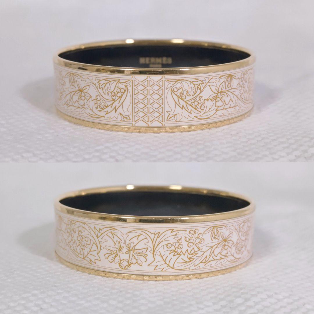 エルメスHERMESエマイユGM七宝焼バングルブレスレット白ホワイト金ゴールド