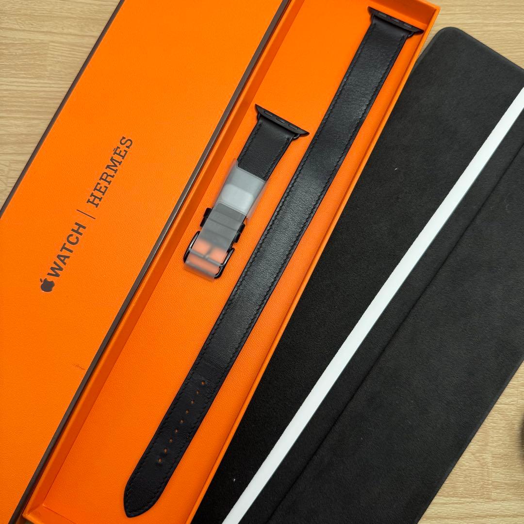 2156 Apple Watch エルメス　ブラック　ドゥブルトゥール　二重