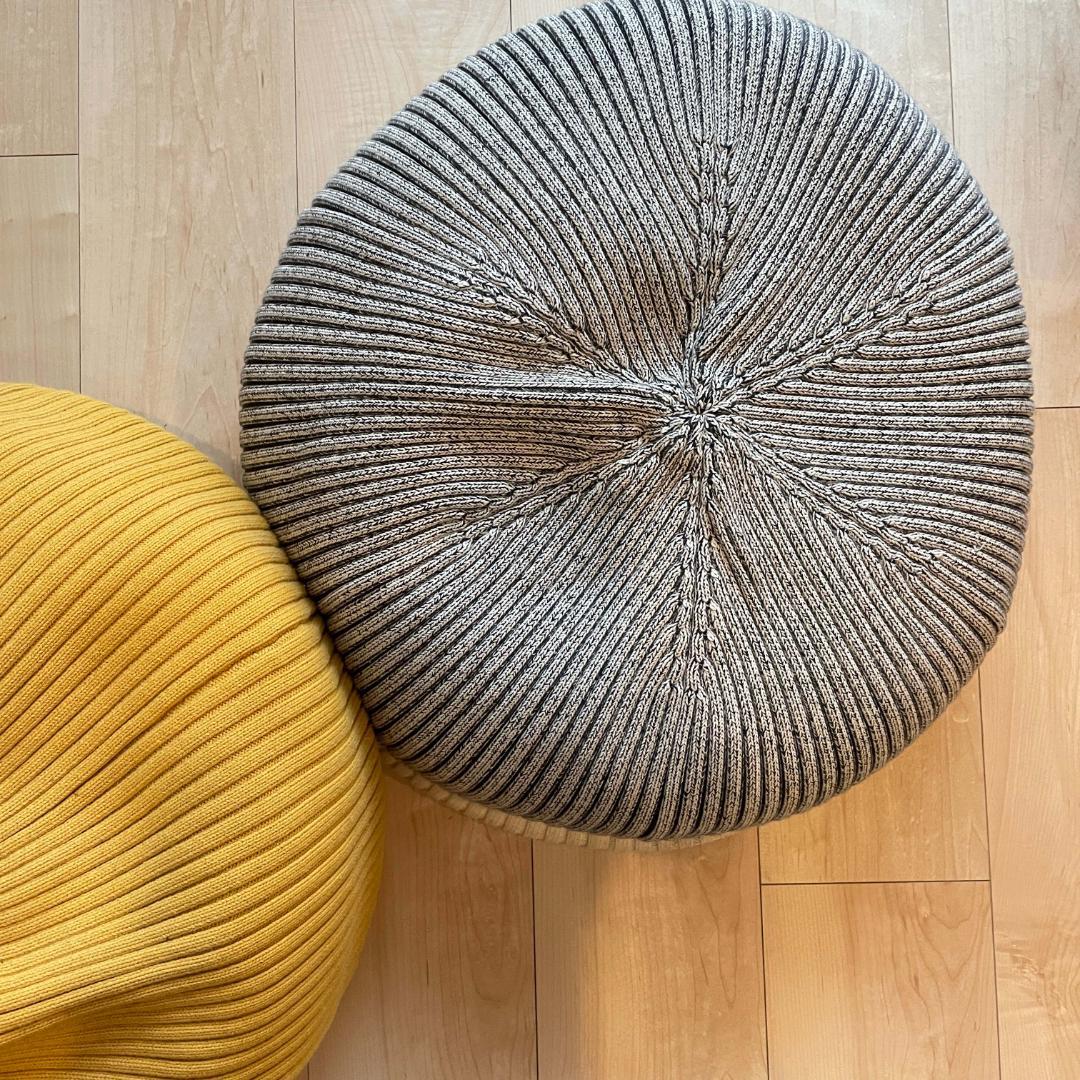 IDÉE ミニプーフ 2点セット（マスタード／ホワイト×ブラックミックス）