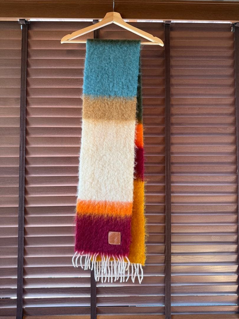 LOEWE アナグラム モヘア ウール ストライプ スカーフ