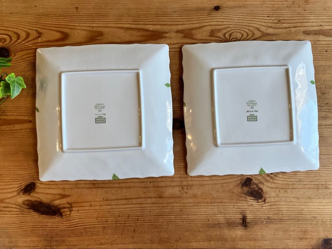 ジノリ　フィオーリベルディ　22スクエアプレート×2