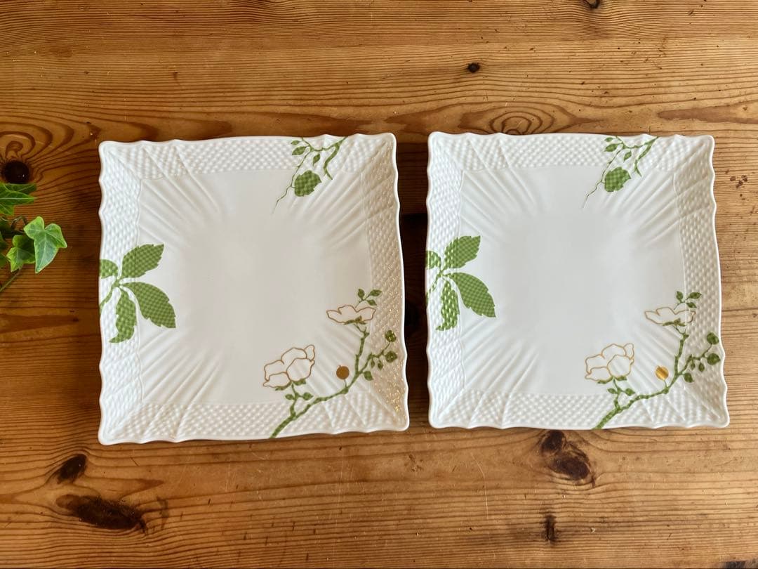 ジノリ　フィオーリベルディ　22スクエアプレート×2