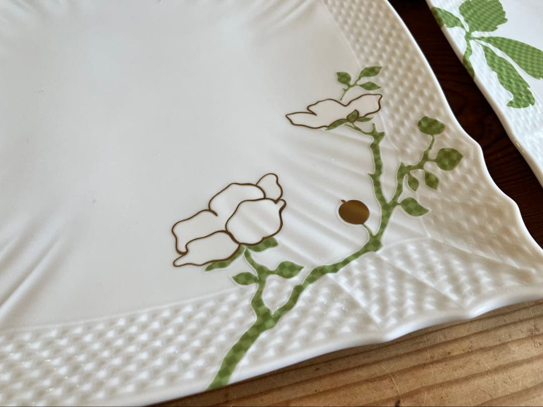 ジノリ　フィオーリベルディ　22スクエアプレート×2