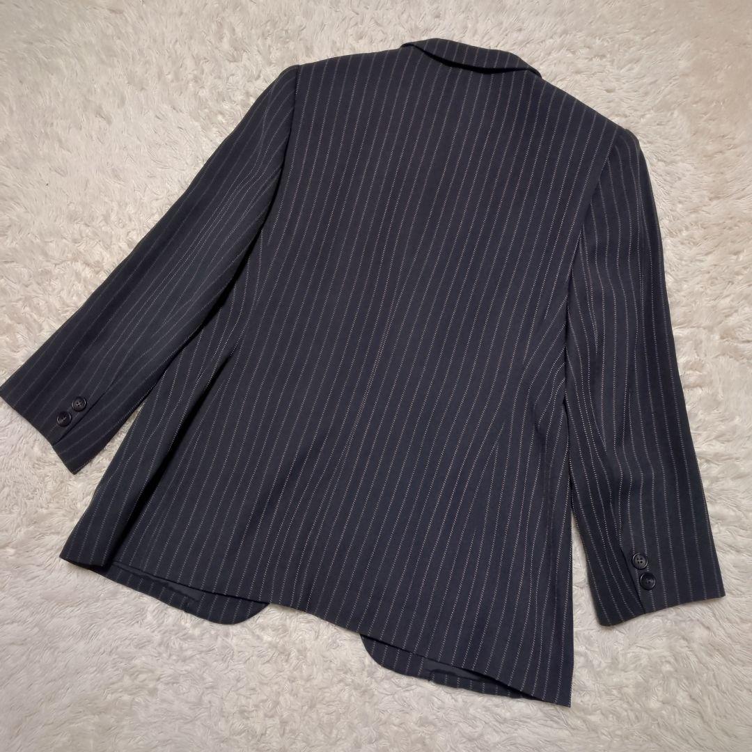 美品！BURBERRY　テーラードジャケット　15号　2XL　黒　ストライプ