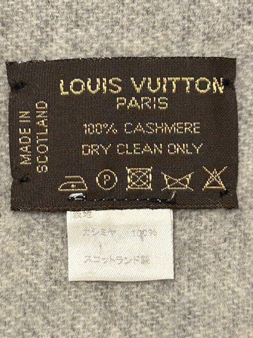 ルイヴィトン カシミア レイキャビック グレー×ブラック モノグラム マフラー