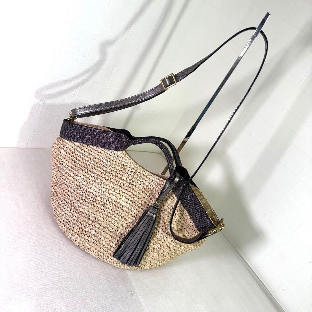 美品　ヴィオラドーロ かごバッグ　ハンドバッグ ストロー　2way レディース