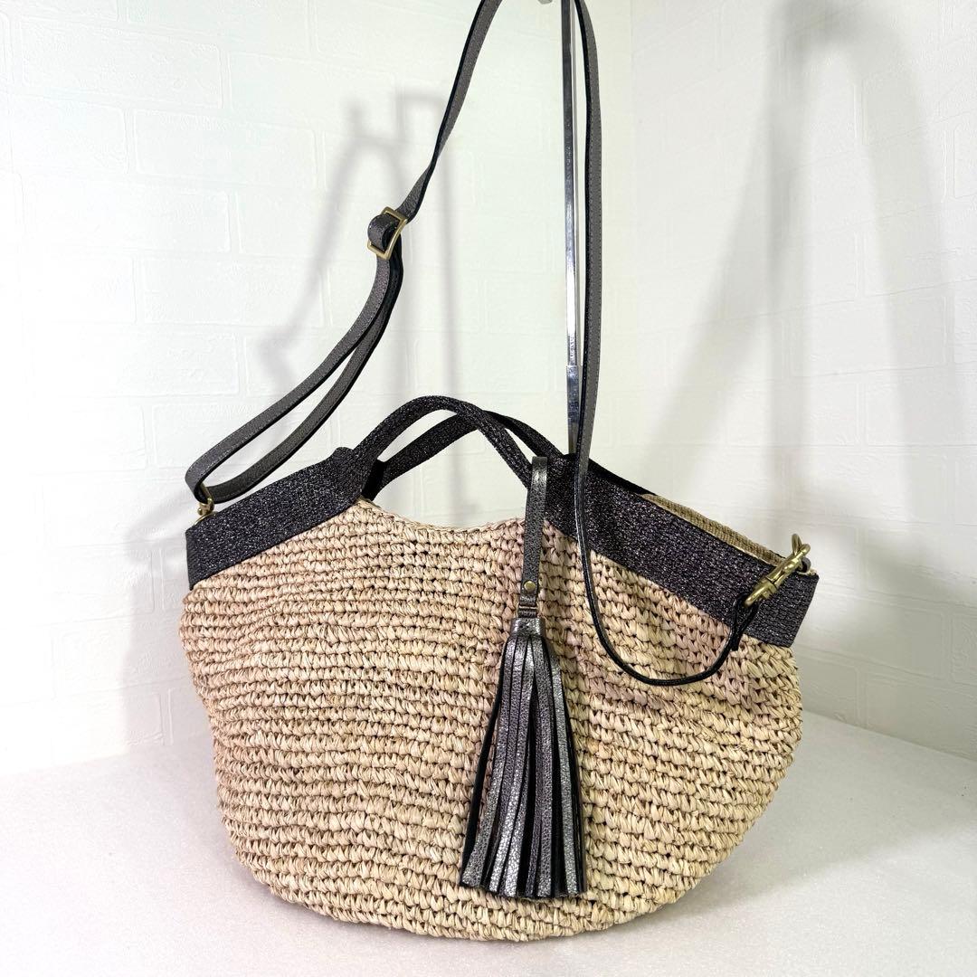 美品　ヴィオラドーロ かごバッグ　ハンドバッグ ストロー　2way レディース