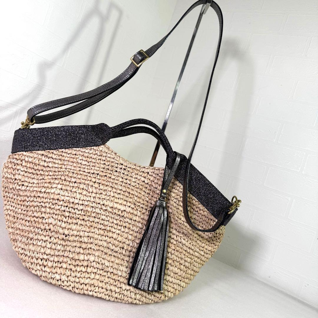 美品　ヴィオラドーロ かごバッグ　ハンドバッグ ストロー　2way レディース