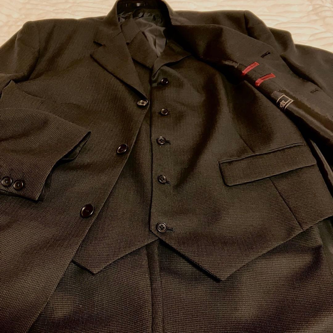 美品 BE7 ビジネススーツ 3ピース ブラック 大きいサイズ ウール ベスト