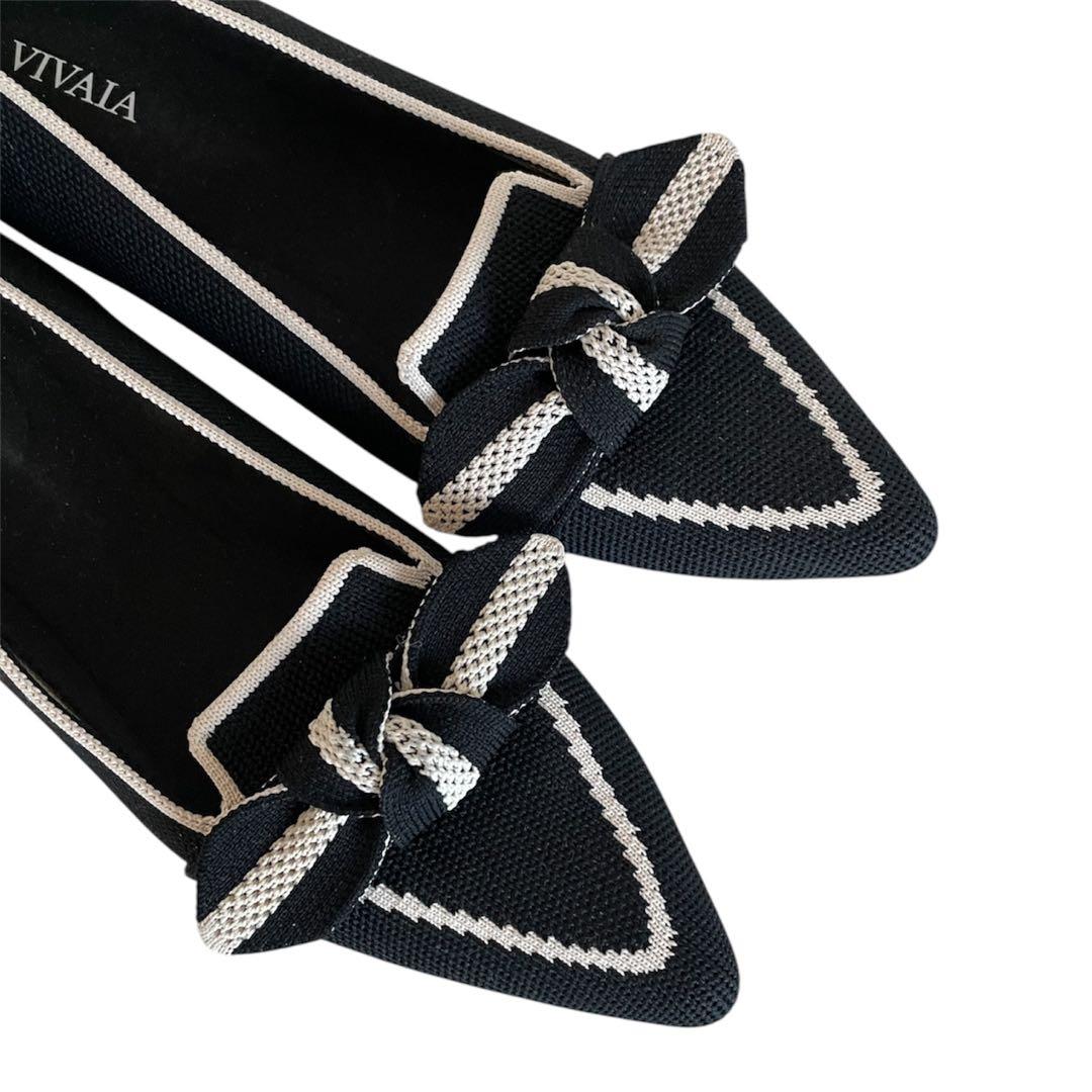 【極美品】ビバイア ミッシェル ポインテッドトゥボウディテール ニットローファー