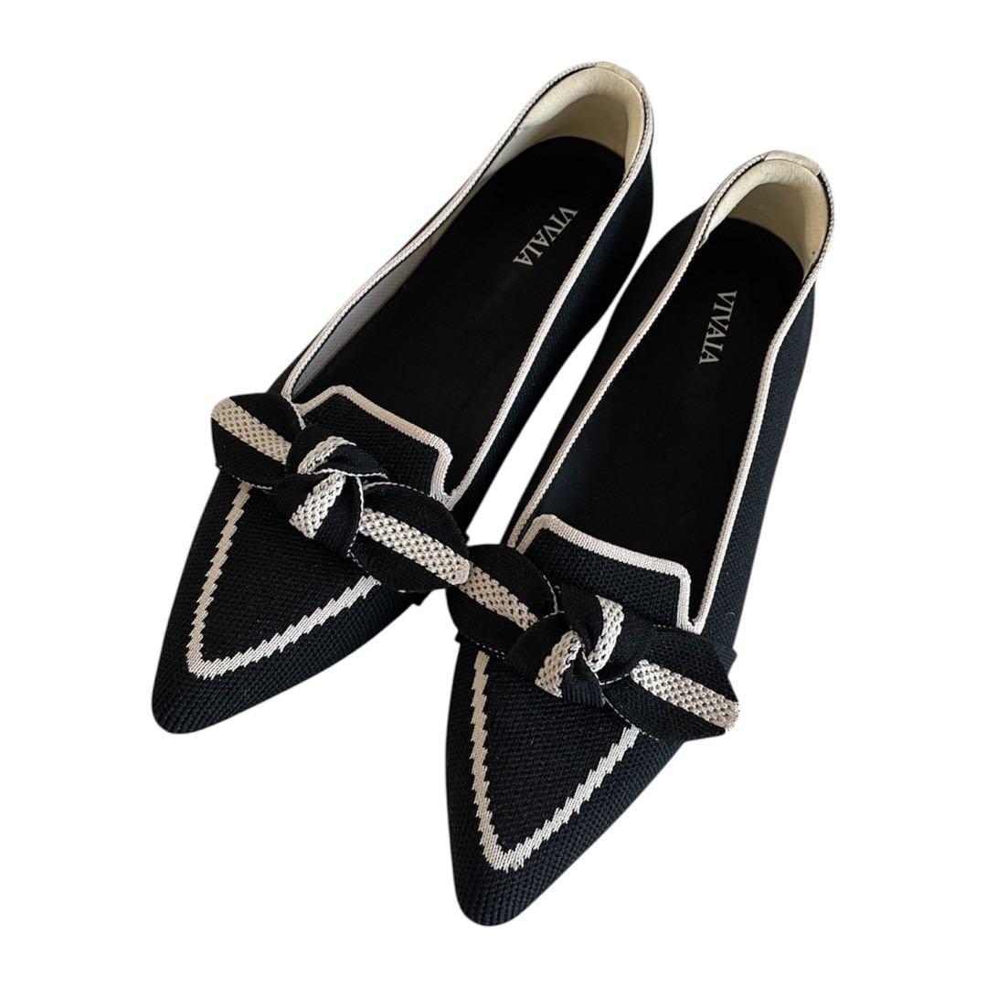 【極美品】ビバイア ミッシェル ポインテッドトゥボウディテール ニットローファー