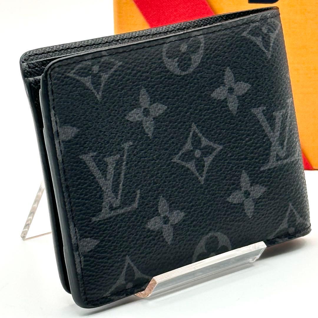 【極美品】ルイヴィトン モノグラムエクリプス ミュルティプル 財布 札入れ 黒