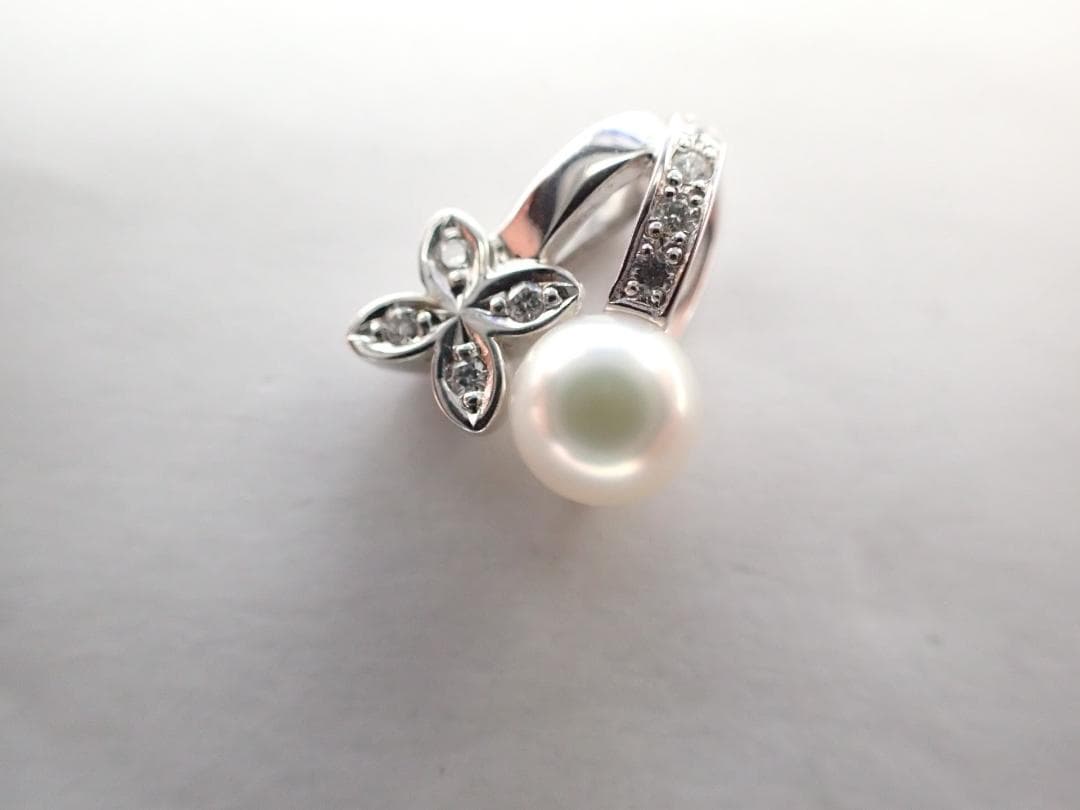 6/美品 ミキモト K18(WG) 真珠 パール約5.5㎜珠 ペンダントトップ②