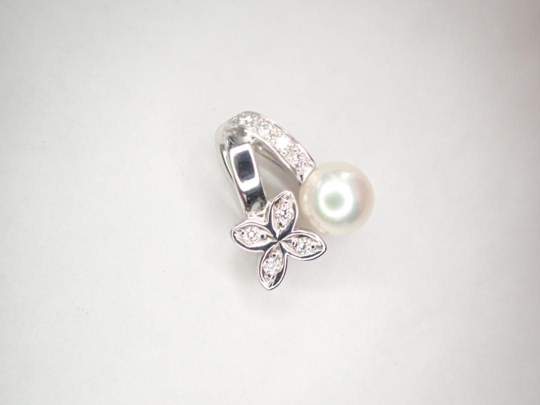 6/美品 ミキモト K18(WG) 真珠 パール約5.5㎜珠 ペンダントトップ②