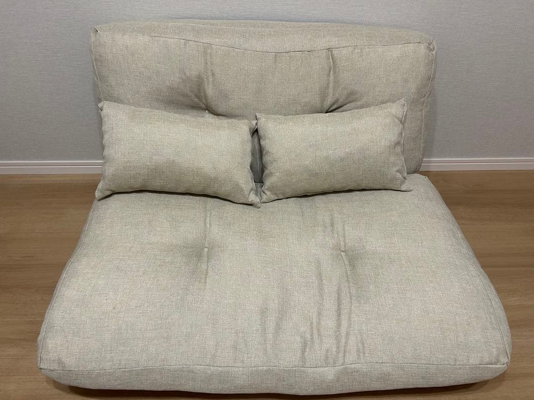 モダンデザイン 2人掛けローソファ ベージュ