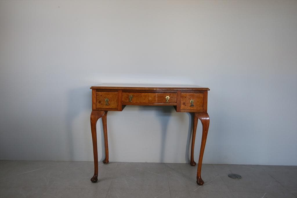 英国アンティーク猫脚デスク/作業台/勉強机/木製テーブル/飾り棚(91-211)