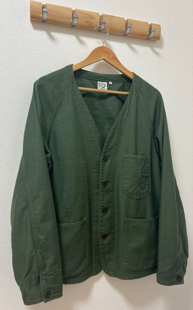 美品 orslow カーキ ノーカラージャケット サイズ2