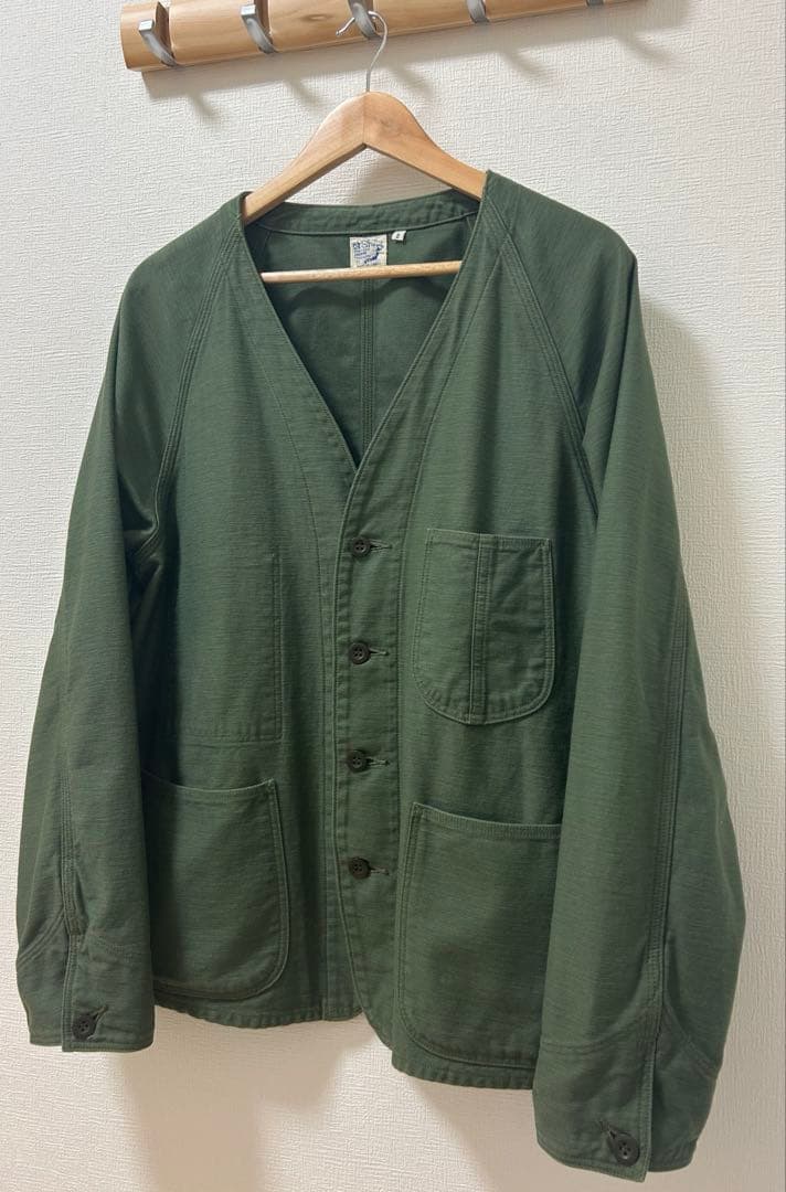 美品 orslow カーキ ノーカラージャケット サイズ2