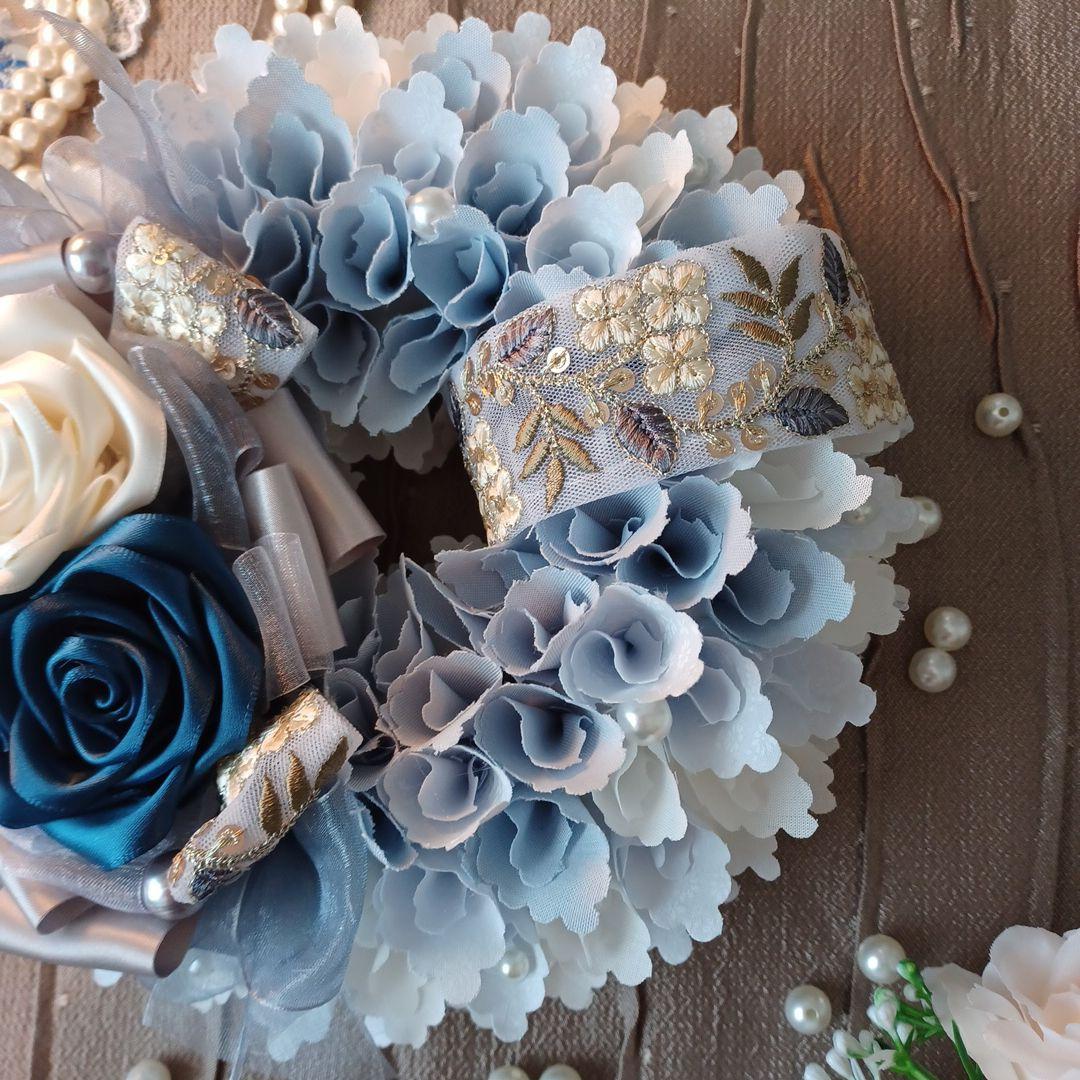 ＊こりどらす＊布リース　刺繍リボン　紫陽花リース