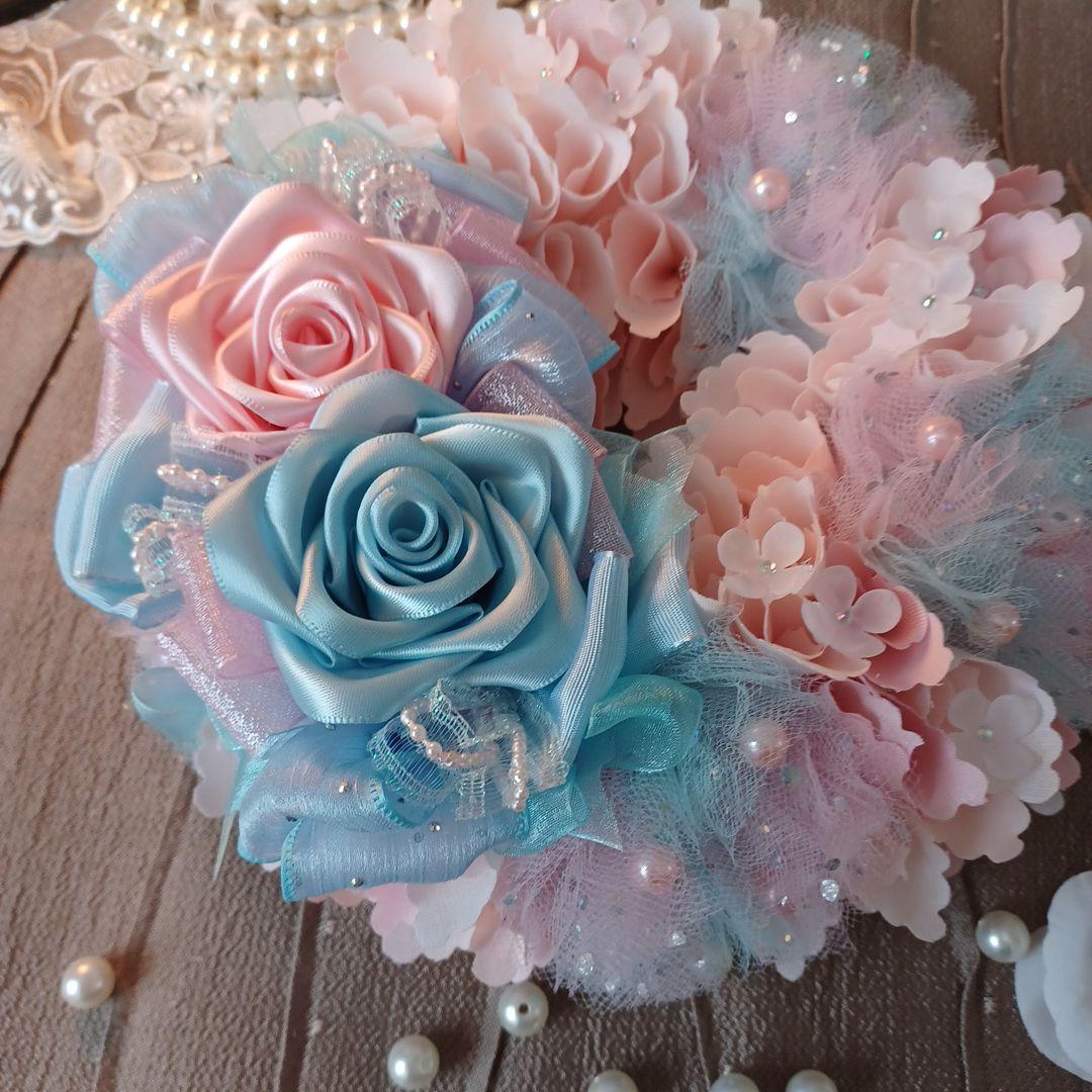 ＊こりどらす＊布リース　刺繍リボン　紫陽花リース