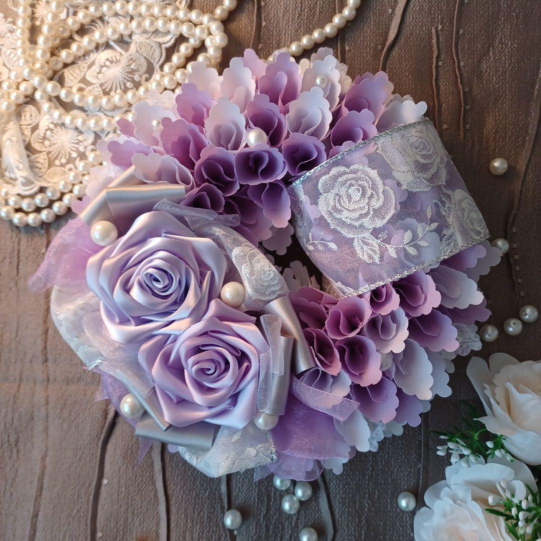 ＊こりどらす＊布リース　刺繍リボン　紫陽花リース