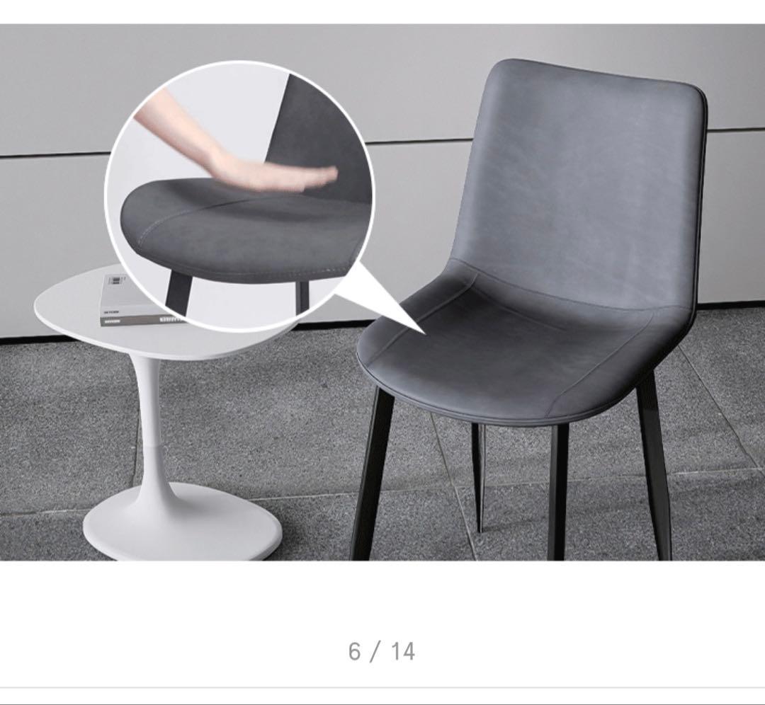 新品未使用 ダイニングチェア2脚セット グレー フェイクレザー