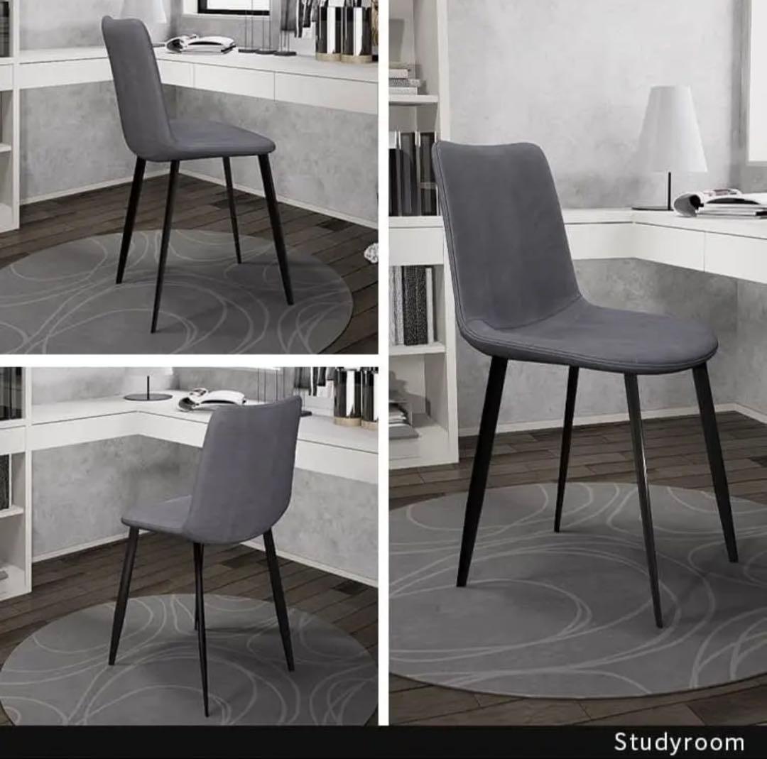 新品未使用 ダイニングチェア2脚セット グレー フェイクレザー
