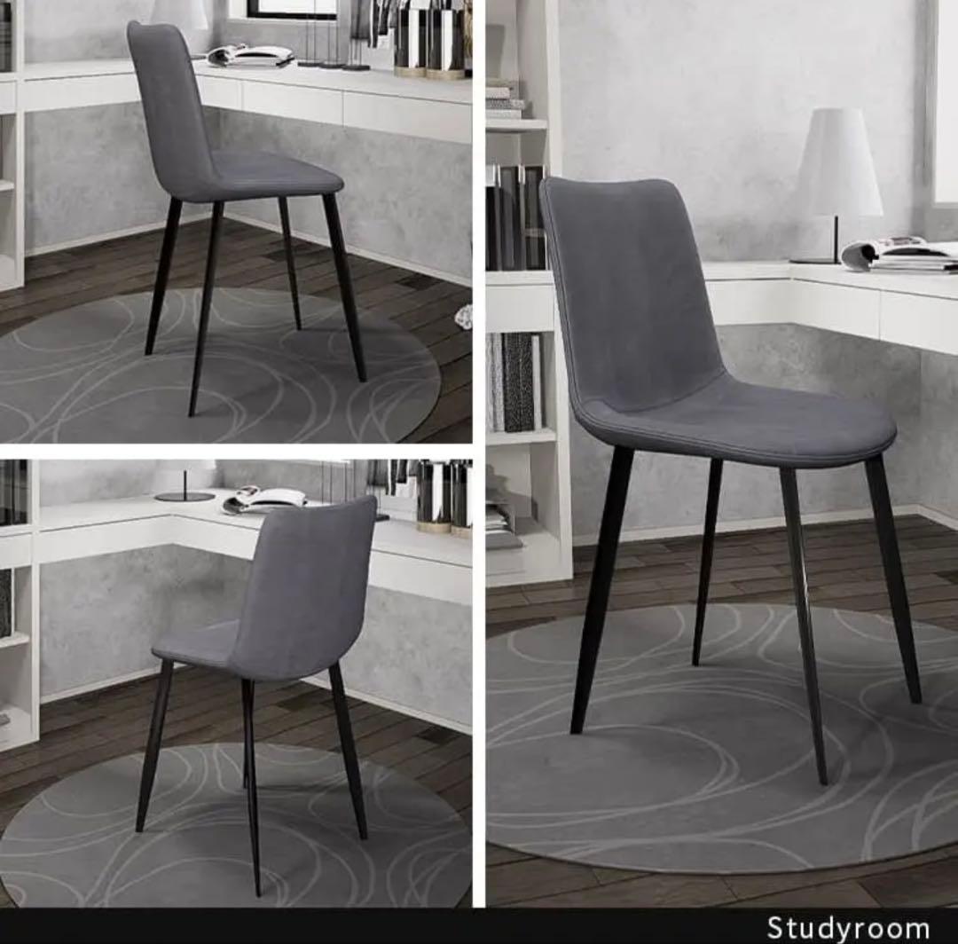 新品未使用 ダイニングチェア2脚セット グレー フェイクレザー