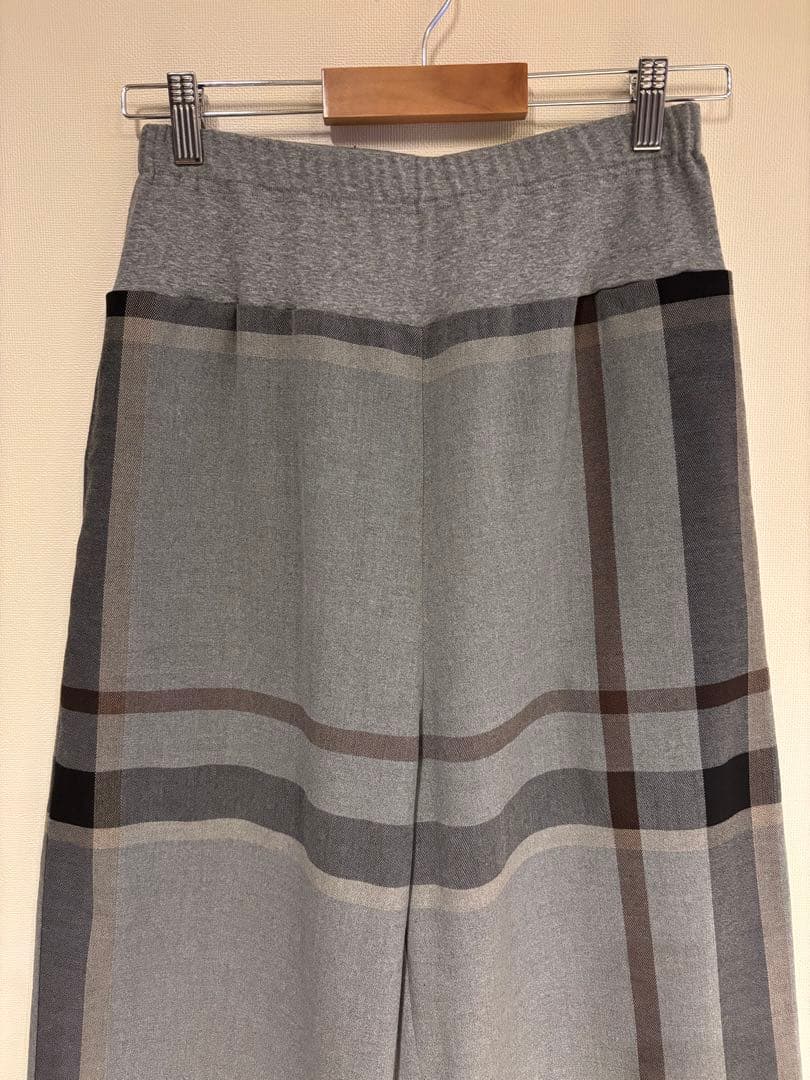 ビアズリー チェックウエストリブパンツ　グレー　2