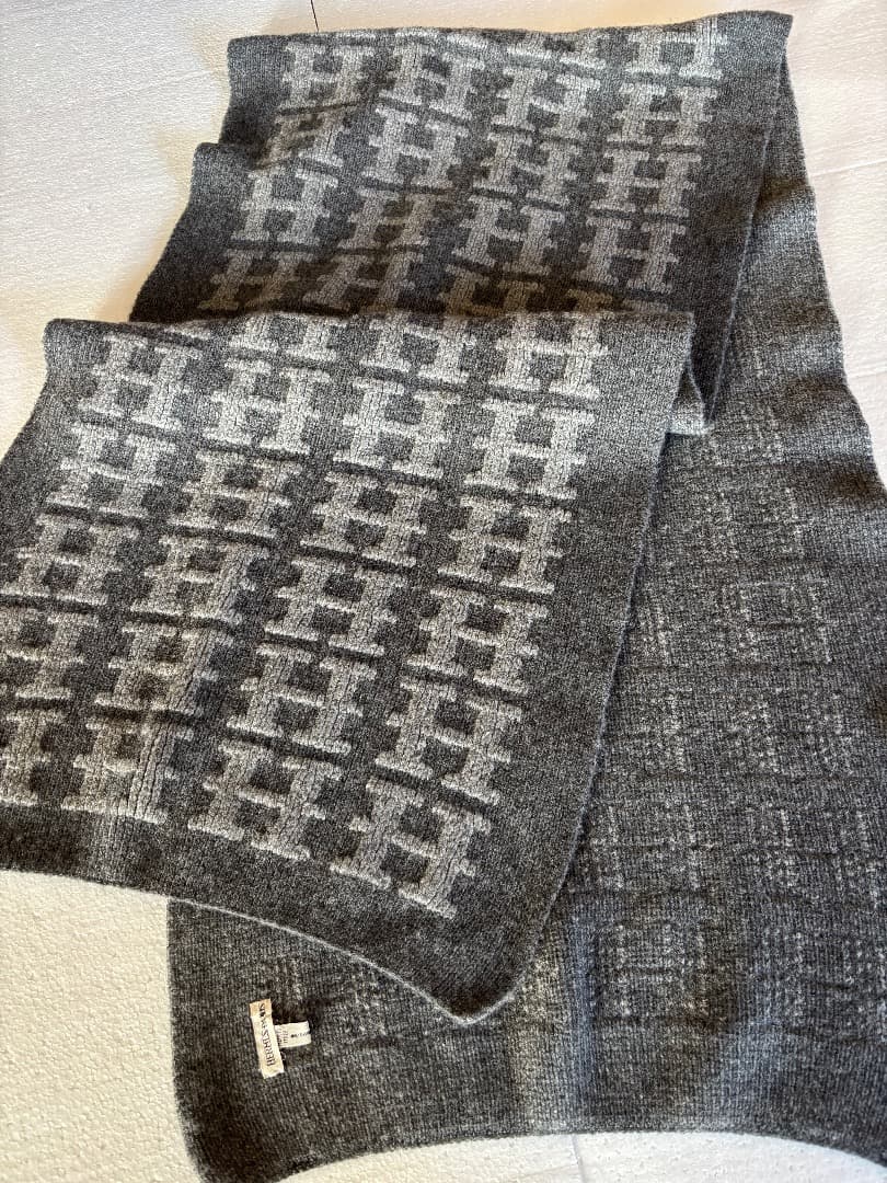 ◆◆HERMES[エルメス]大判ニットマフラー◆◆カシミア100％